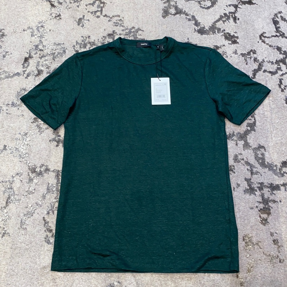 Theory green linen tee
